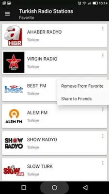 Turkish Radio Stations android App screenshot 2